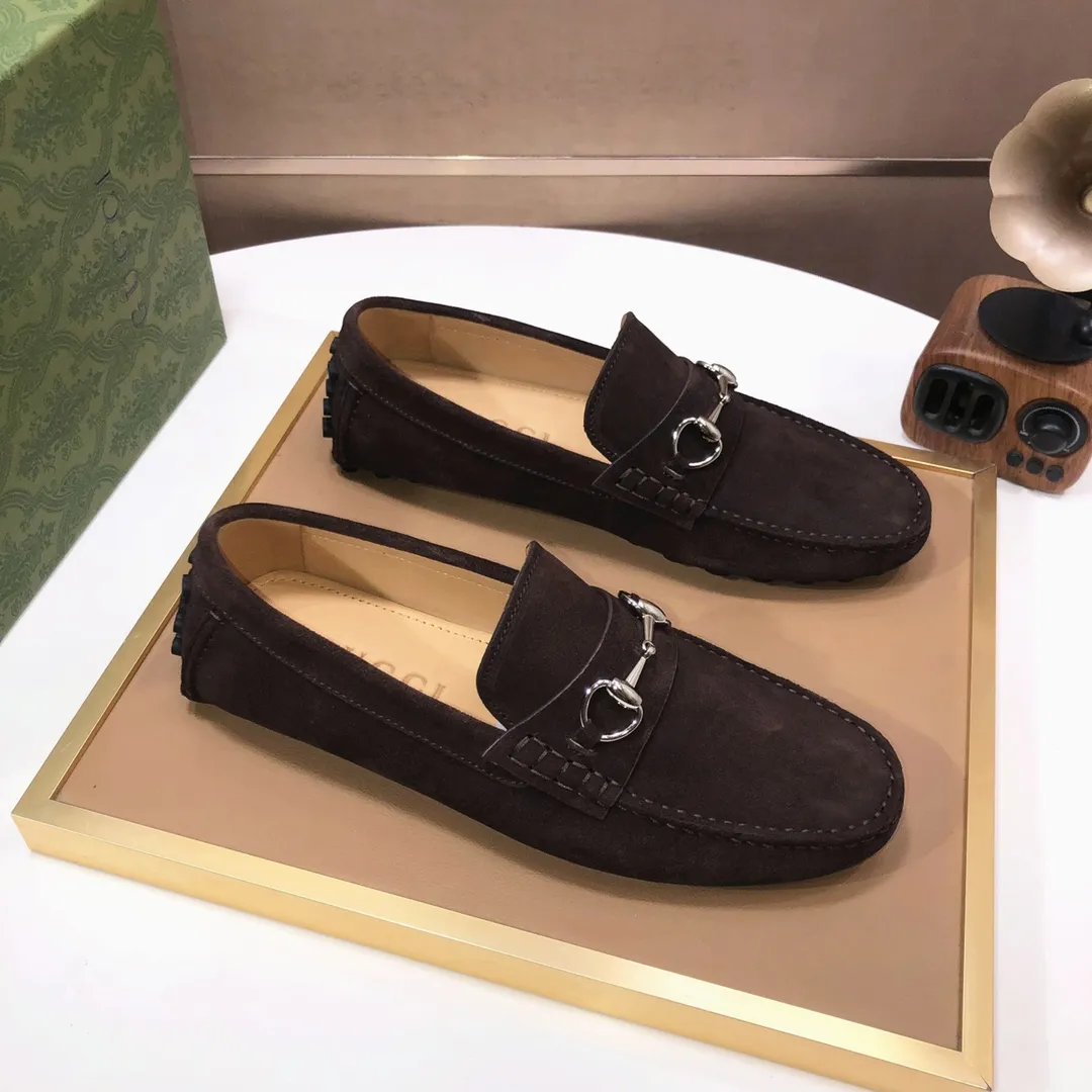 Men's Men's Shoes💰420💰[Gucci GUCCI] (High-end Niuli) New 🍀Gucci*-Gucci Peas Shoes! Made of imported original cowhide, the inner top layer is comfortable cowhide lining! Original wear-resistant rubber outsole! High quality products! Code number 38-44!